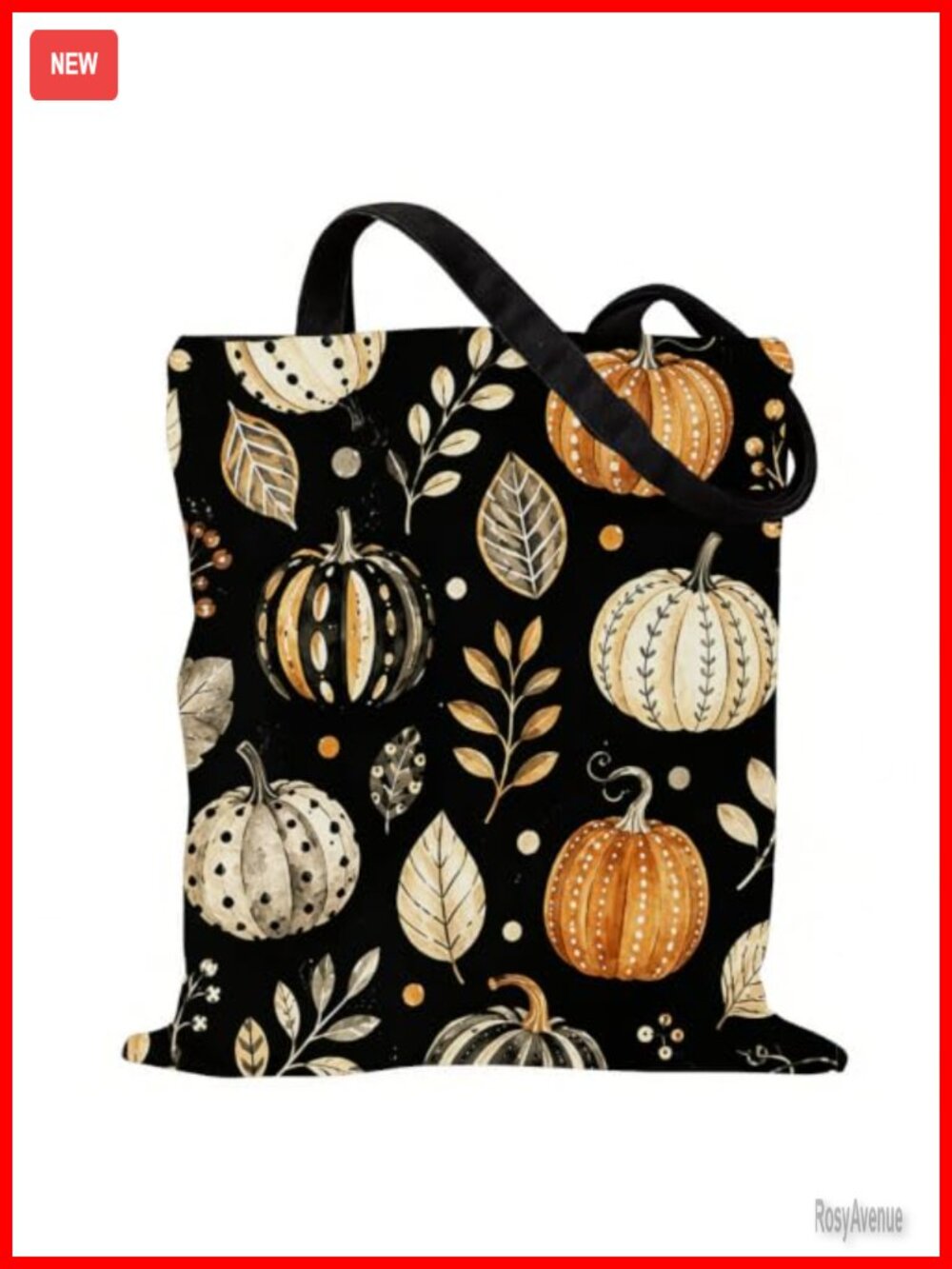 Canvas Tote Bag Halloween Spooky Fall Reusable Grocery Shoulder Bag
